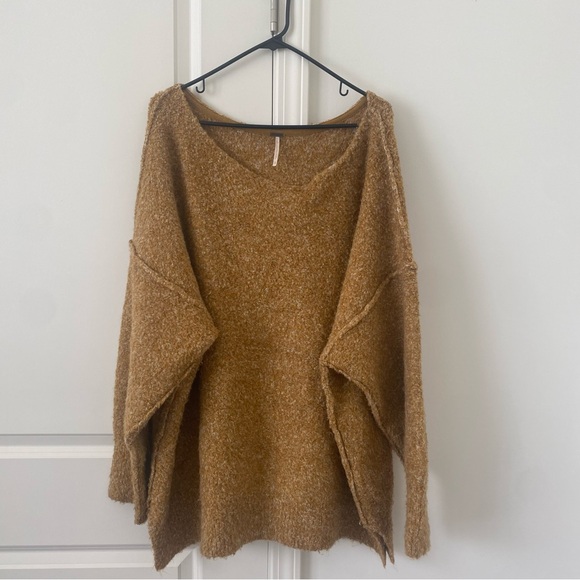 Free People Women's Moira Wool-Blend Slouchy Tunic Sweater Honeycomb Sz XL - Picture 7 of 14